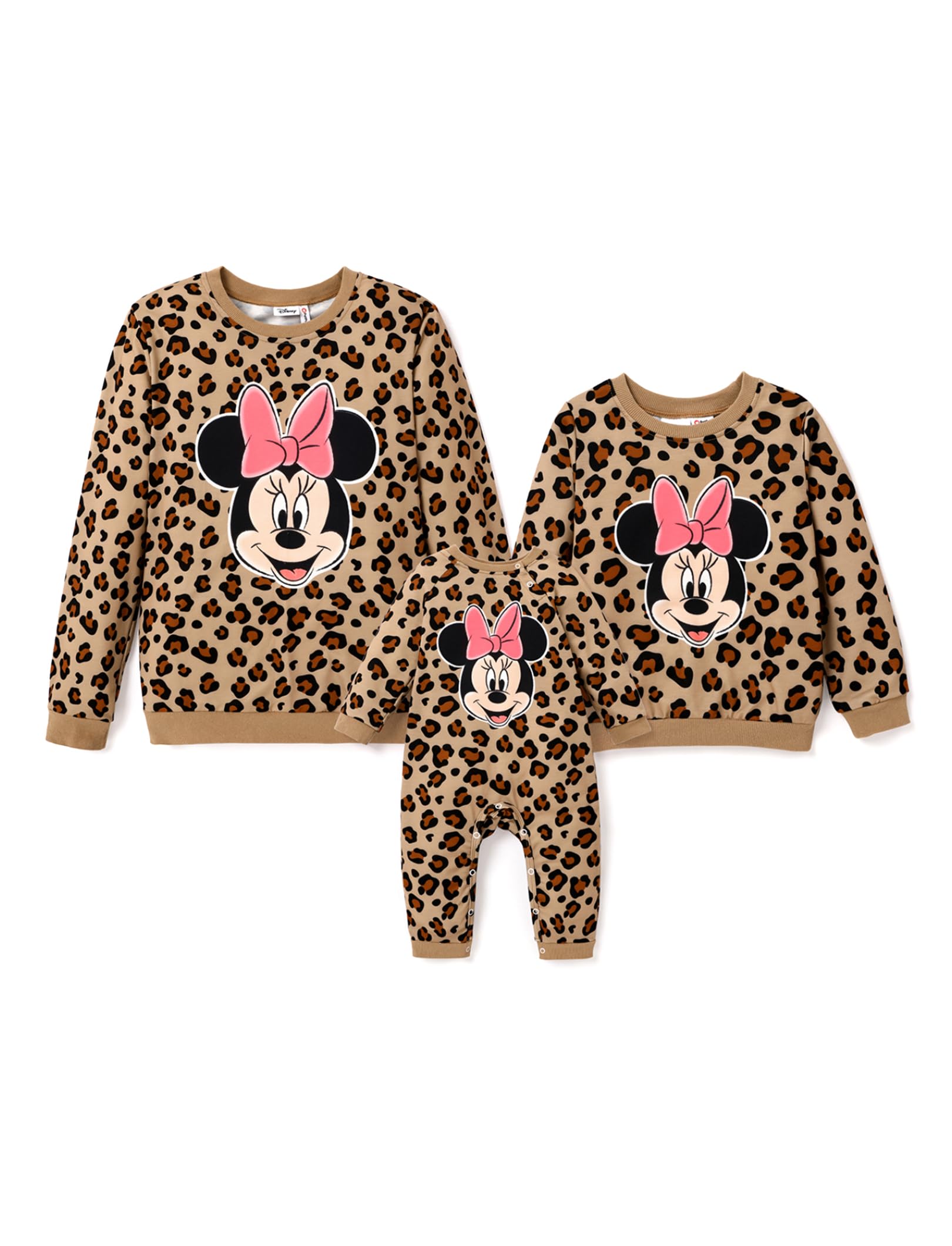Disney Mickey and Friends Mommy and Me Matching Outfits Leopard Long Sleeves Shirt Sweatshirt Tops