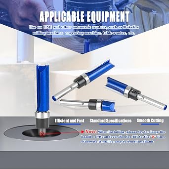 Pattern Flush Trim Router Bits 1/4 Inch Shank, 3/4 Cutting Length,1/2 Cutting Diameter, Bottom Bearing Carbide Flush Trim Cut Router bit