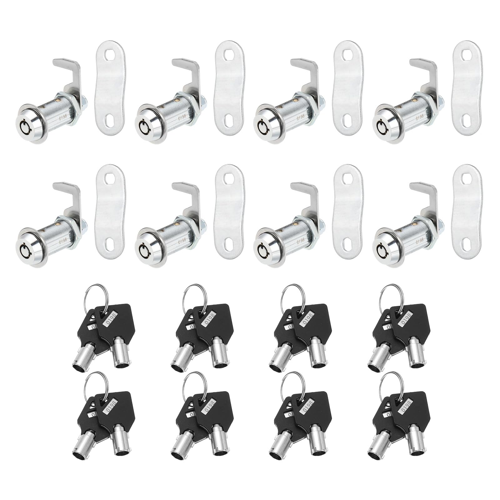 uxcell 1-1/2 Inch Cabinet Locks with Key, 8 Pack Cam Replacement Lock Cylinder Toolbox Lock Keyed Alike for RV Drawer Storage Cart Mailbox Compartment