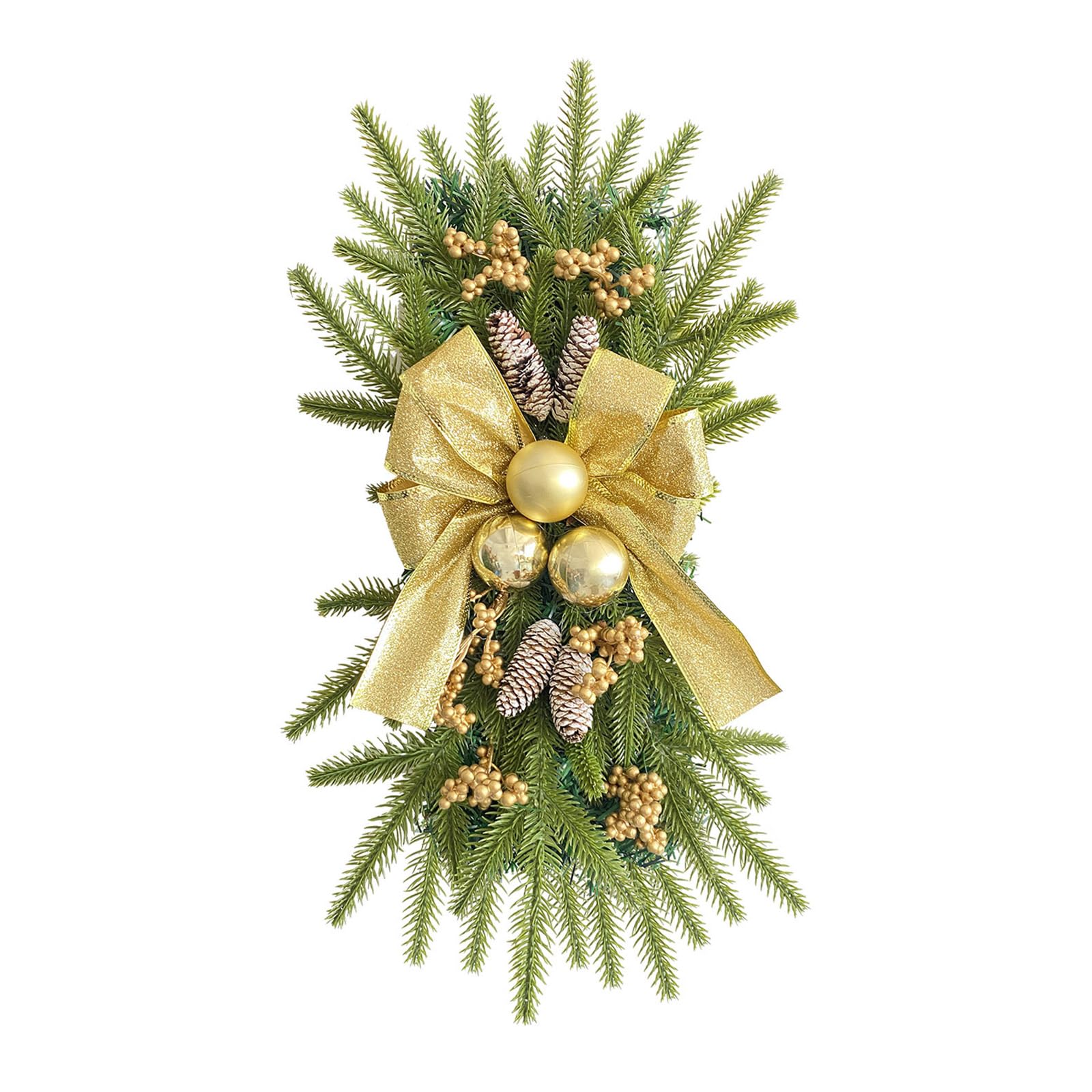 Christmas Garlands with Colored Bow Artificial Pine Wreath Stairway Swag Fireplaces Stairs Decor Wedding and Birthday Party Wreath NordicStyle Festival Garlands Artificial Pine Branch Colored Bow