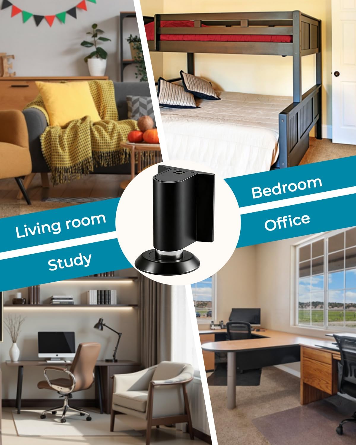 Door Wedge Stopper Magnetic Door Wedge Stopper, Heavy Duty No Drill Invisible Door Stop for Bottom of Door, Strong Hold to Keep Doors Open (4)