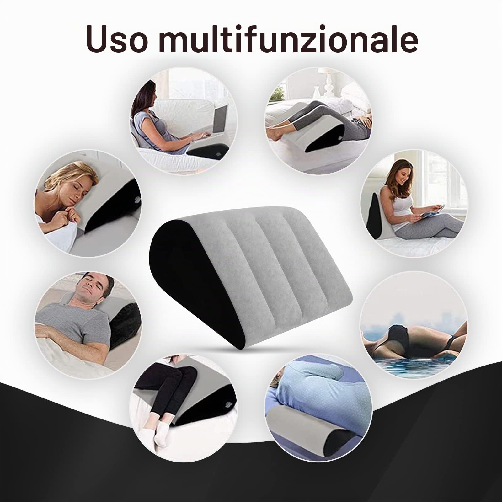 Prosixtoy Cuscino a forma di cuneo per ridurre la pressione in vita e schiena Cuscino Gonfiabile Minimalista Cuscino Ausiliare Postura Yoga