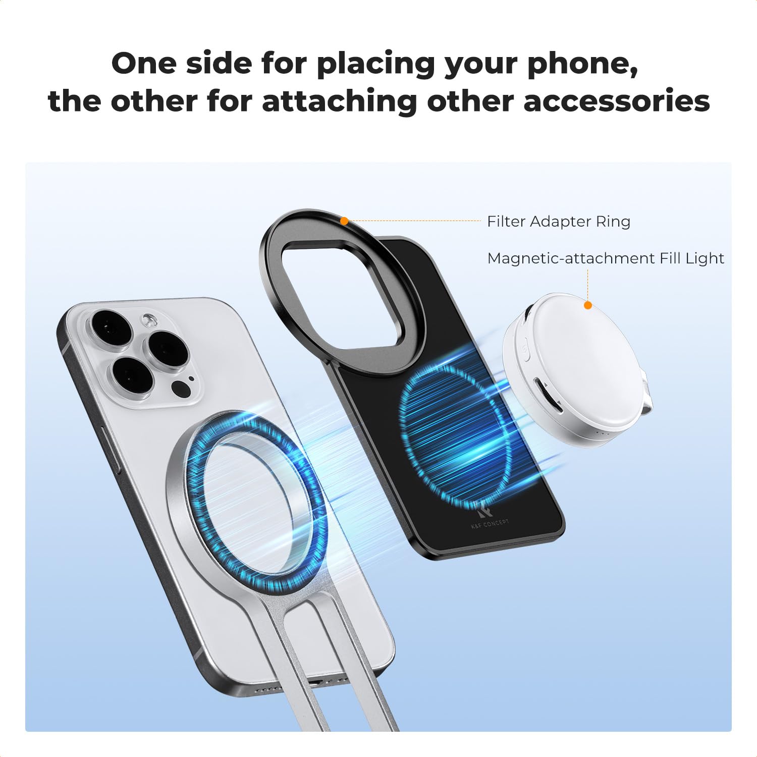 K&F CONCEPT Magnetyczny statyw do telefonu, uchwyt na smartfon, stojak na biurko, magnetyczny statyw ścienny kompatybilny z MagSafe, kompaktowy stojak do selfie do iPhone'a serii 17/16/15/14/13/12