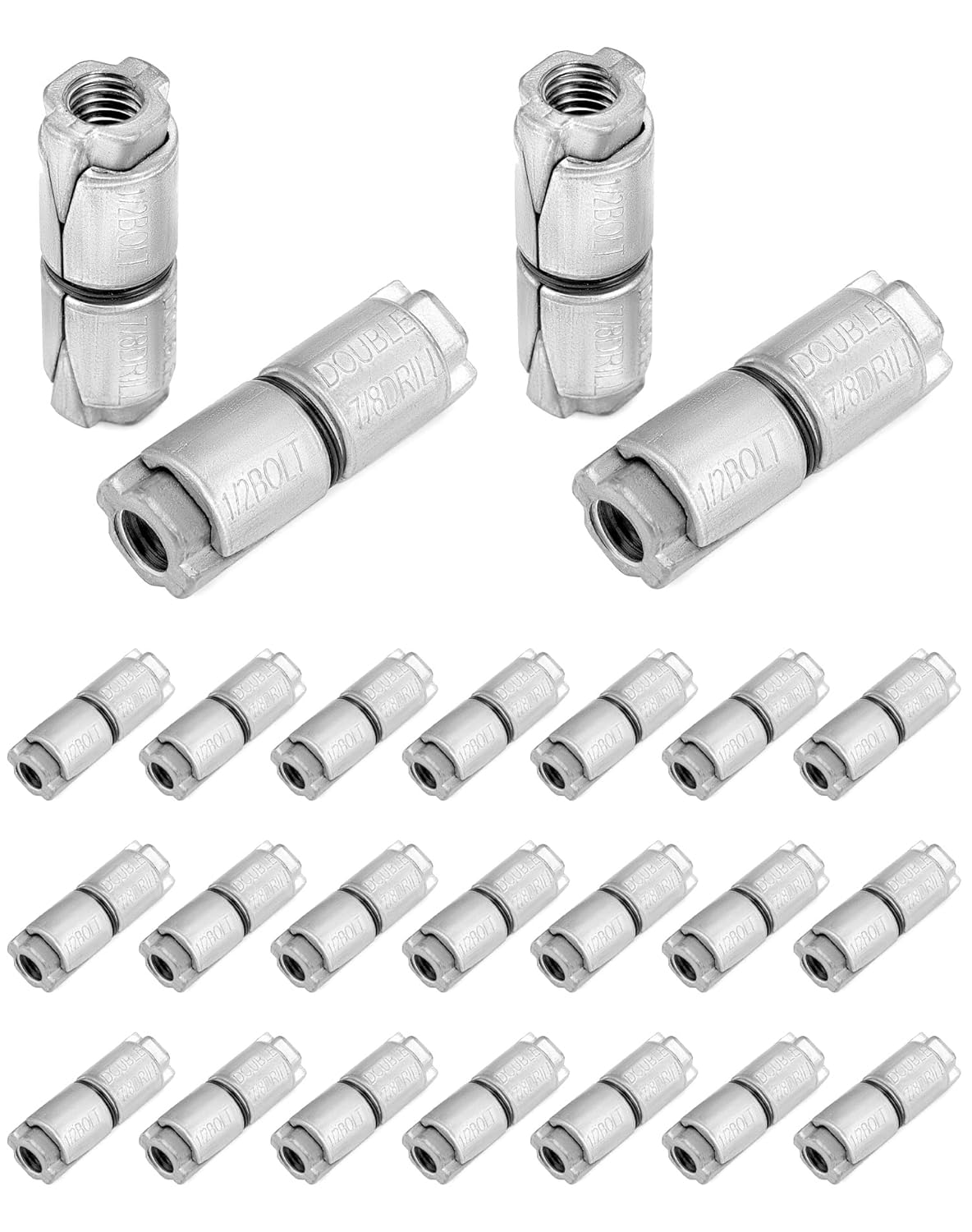 QWORK 1/2"20 Double Expansion Anchor, 25 Pcs Zinc Plated Double