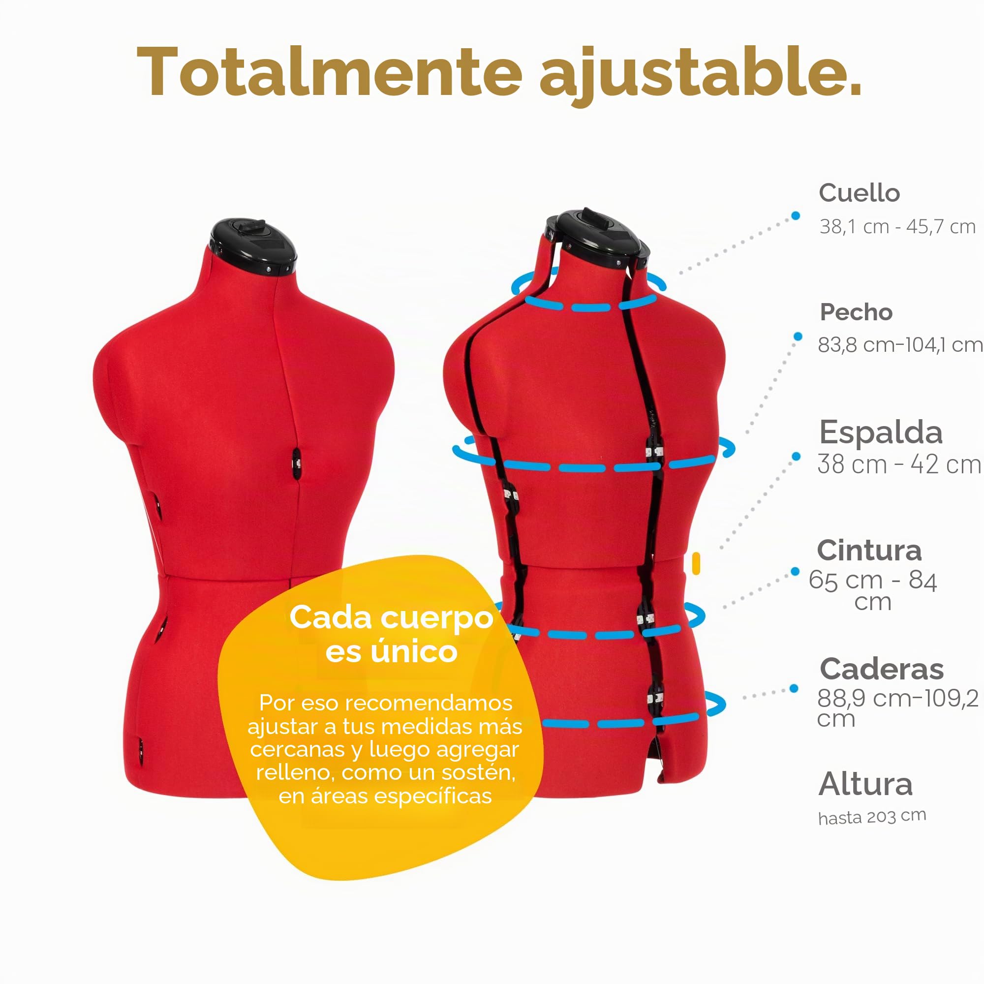 Adjustoform Coser Sew Simple 8 Partes Forma de Vestido Ajustable, Tela de nailon rojo amapola, S