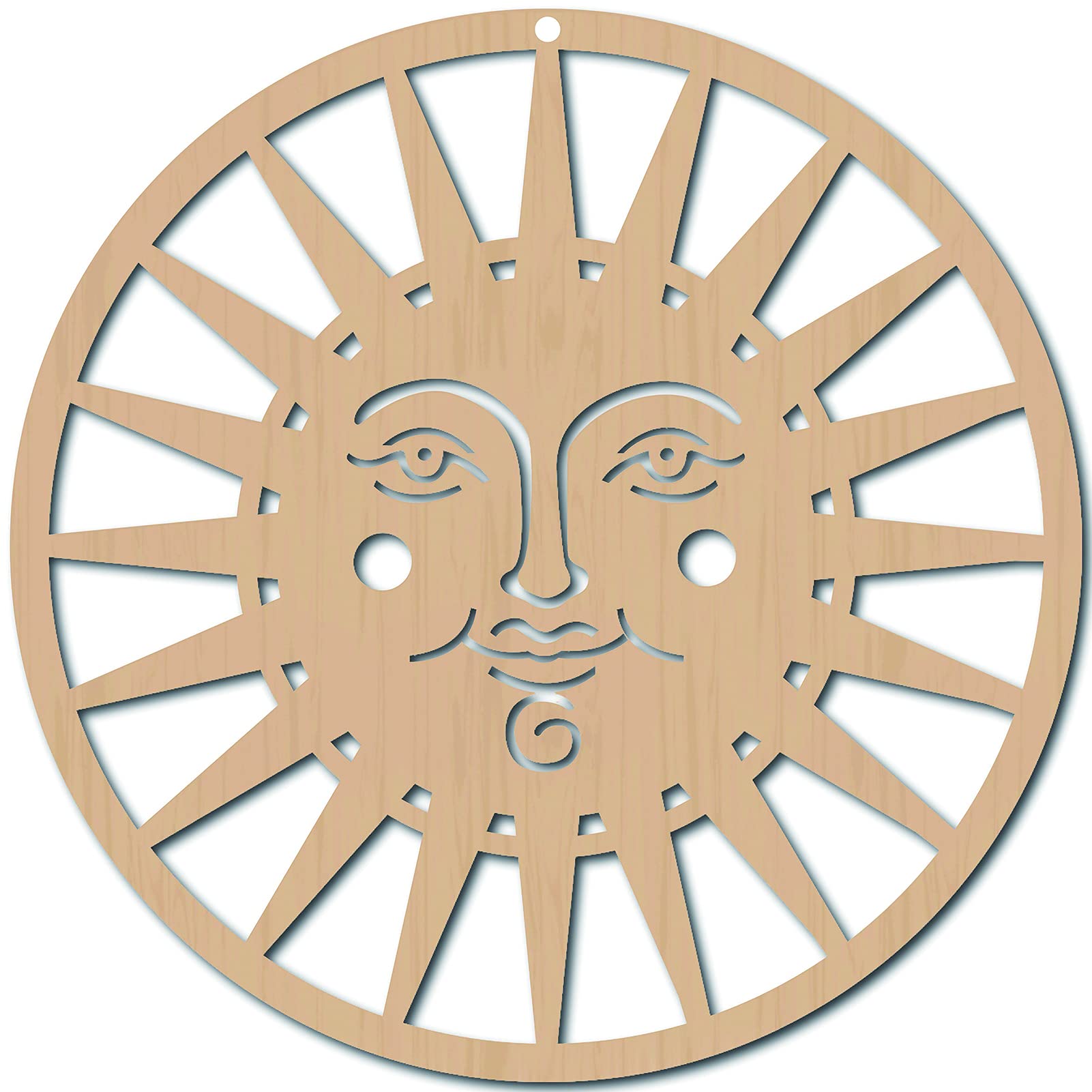 CREATCABIN Escultura de Pared de Madera Cortada con Láser de 12 Pulgada Arte de Pared de Toro Decoración del Hogar Geometría Sagrada del Sol Meditación Símbolo Espiritual Inacabado para Inauguración