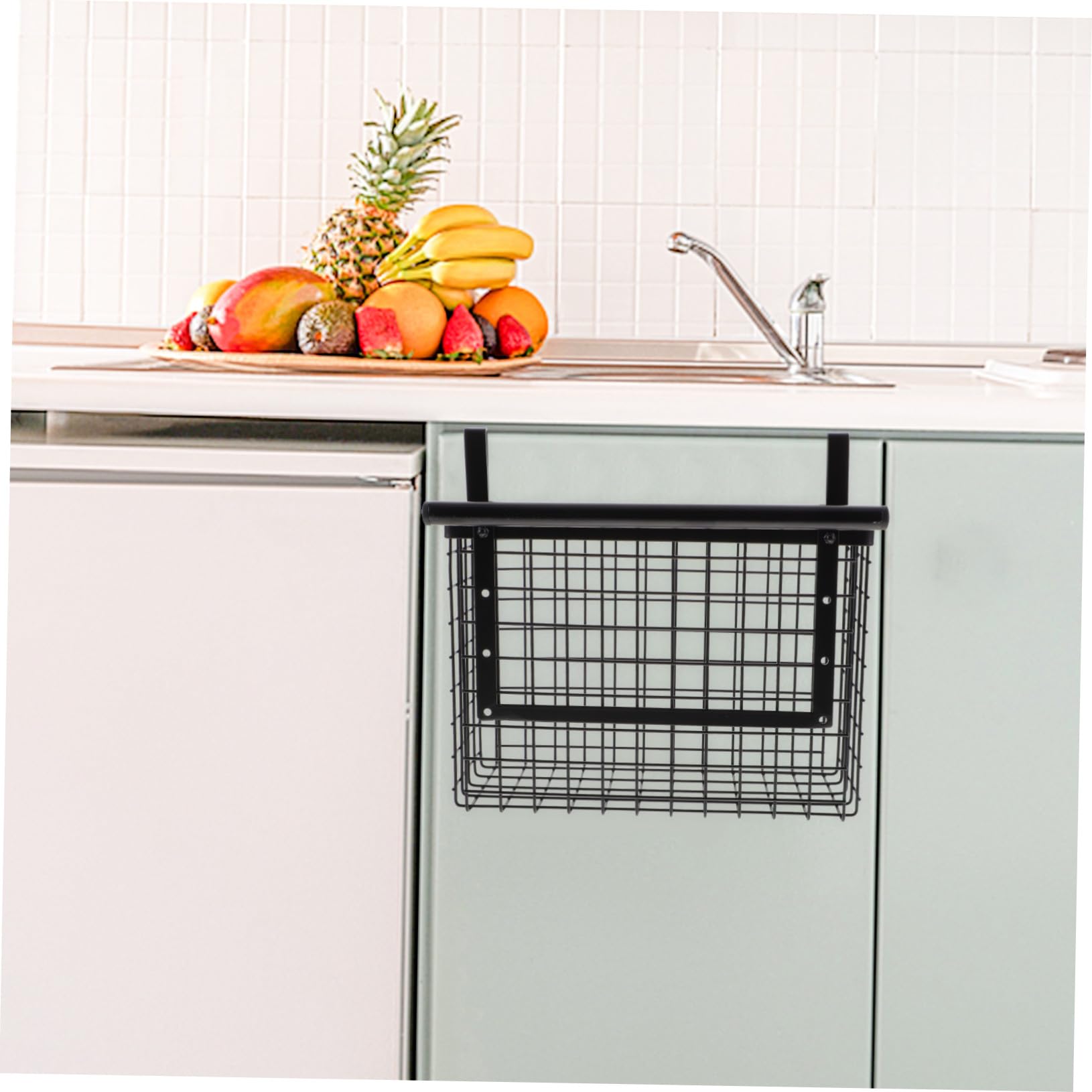 Cesta Colgante para Almacenamiento de Gabinete de Acero al Carbono Negro | Instalación Sencilla, Gran Capacidad de Carga, Uso en Cocina, Organizador para Puerta Interior