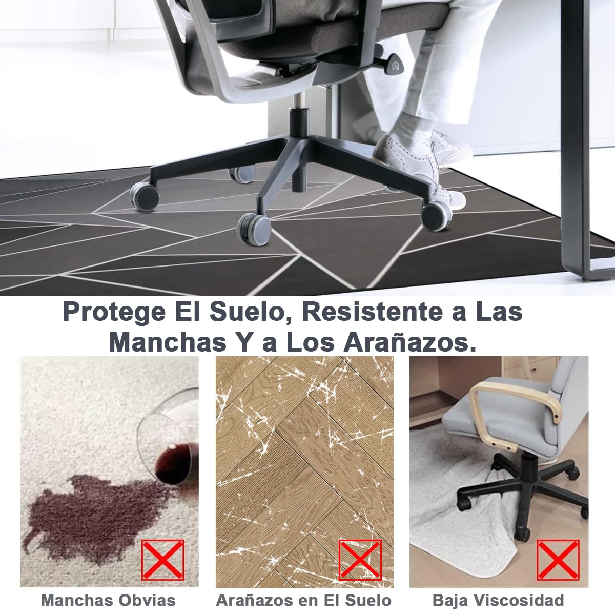 Esterilla 140x90cm Esterilla Protectora Suelo Artwelt 140x90cm |  Transparente Para Silla Oficina Protector Suelo PVC 1.8mm, image size:1200x1200