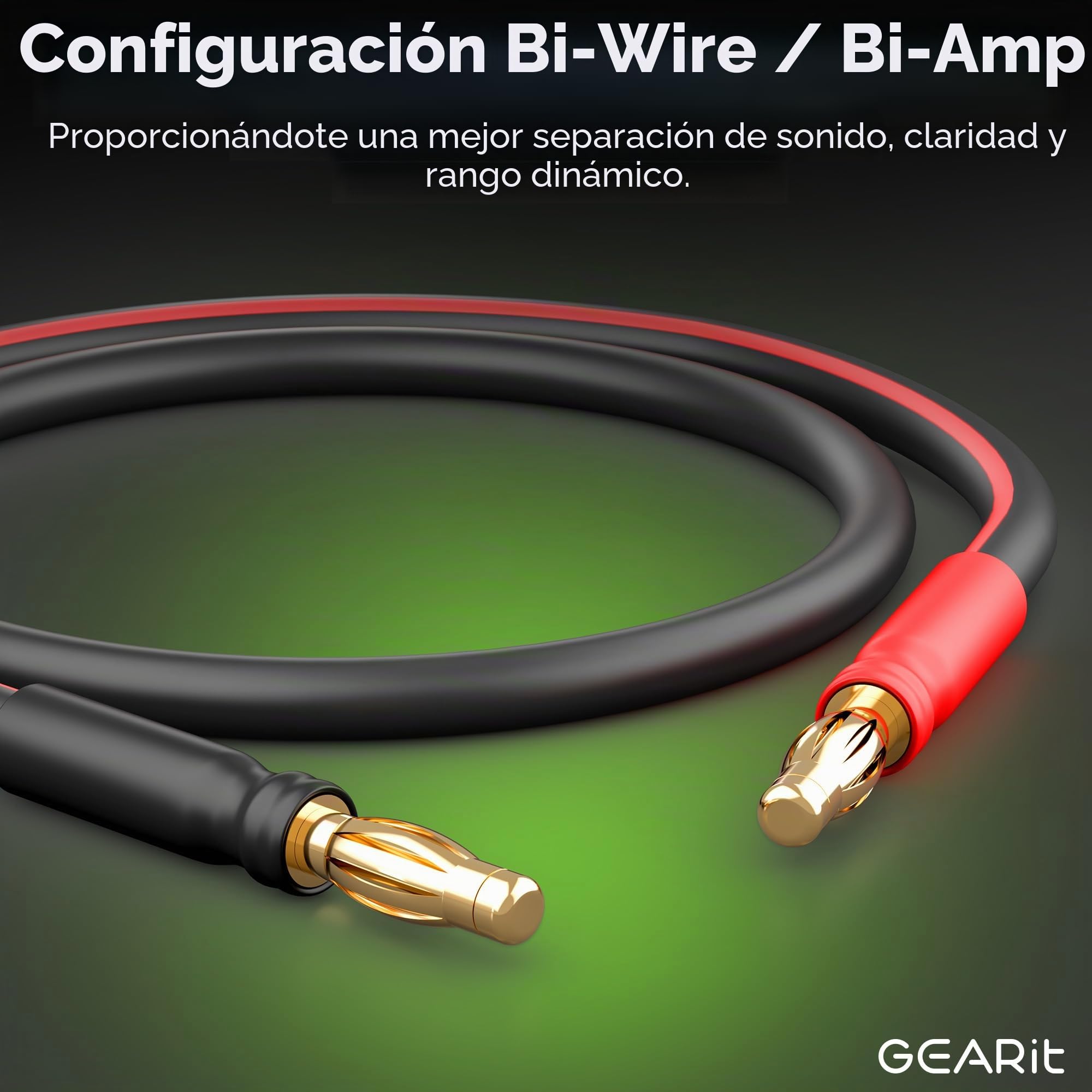 GearIT Cable de altavoz de 14 AWG con conectores banana 14 Ga cable banana para sonido envolvente HiFi bi-Wire Bi-Amp