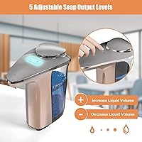Vista 3 de Dispensador Automático de Jabón, PZOTRUF Sin Tocar 17oz/500ml con Sensor Infrarrojo Mejorado, 5 Niveles Ajustables de Dispensación de Jabón Líquido