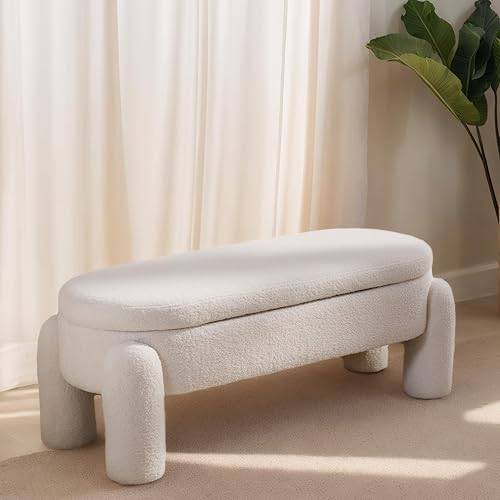 Miniatura 41 de LukeAlon Bonito banco de zapatos de terciopelo con almacenamiento, banco de entrada tapizado de 45 pulgadas de ancho con marco de madera maciza,