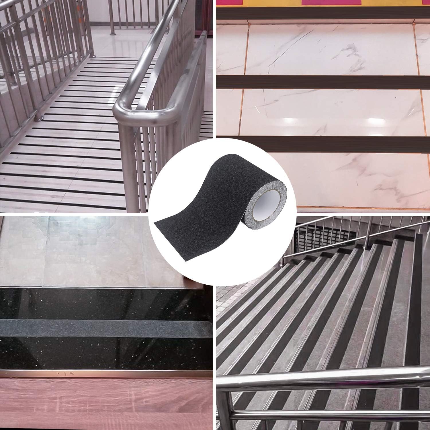 Ruban de traction antidérapant de 15,2 cm x 10,9 m - Pour extérieur - Adhésif abrasif à haute adhérence - Pour intérieur et extérieur - Noir