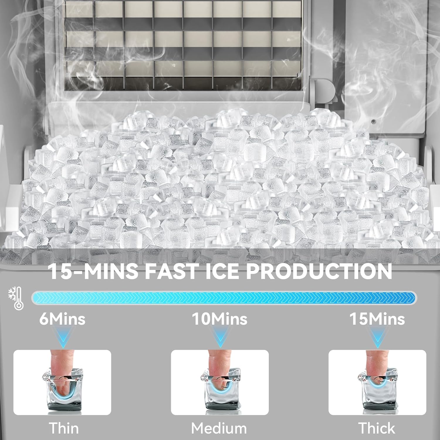 SOZT® Under Counter Ice Maker, 120LBS/24H Ice Machine, Self-Cleaning & 24H Timer, Commercial Ice Maker with 30LBS Storage - Reversible Door, Built-in/Freestanding Design for Home Bar Cafe Restaurant
