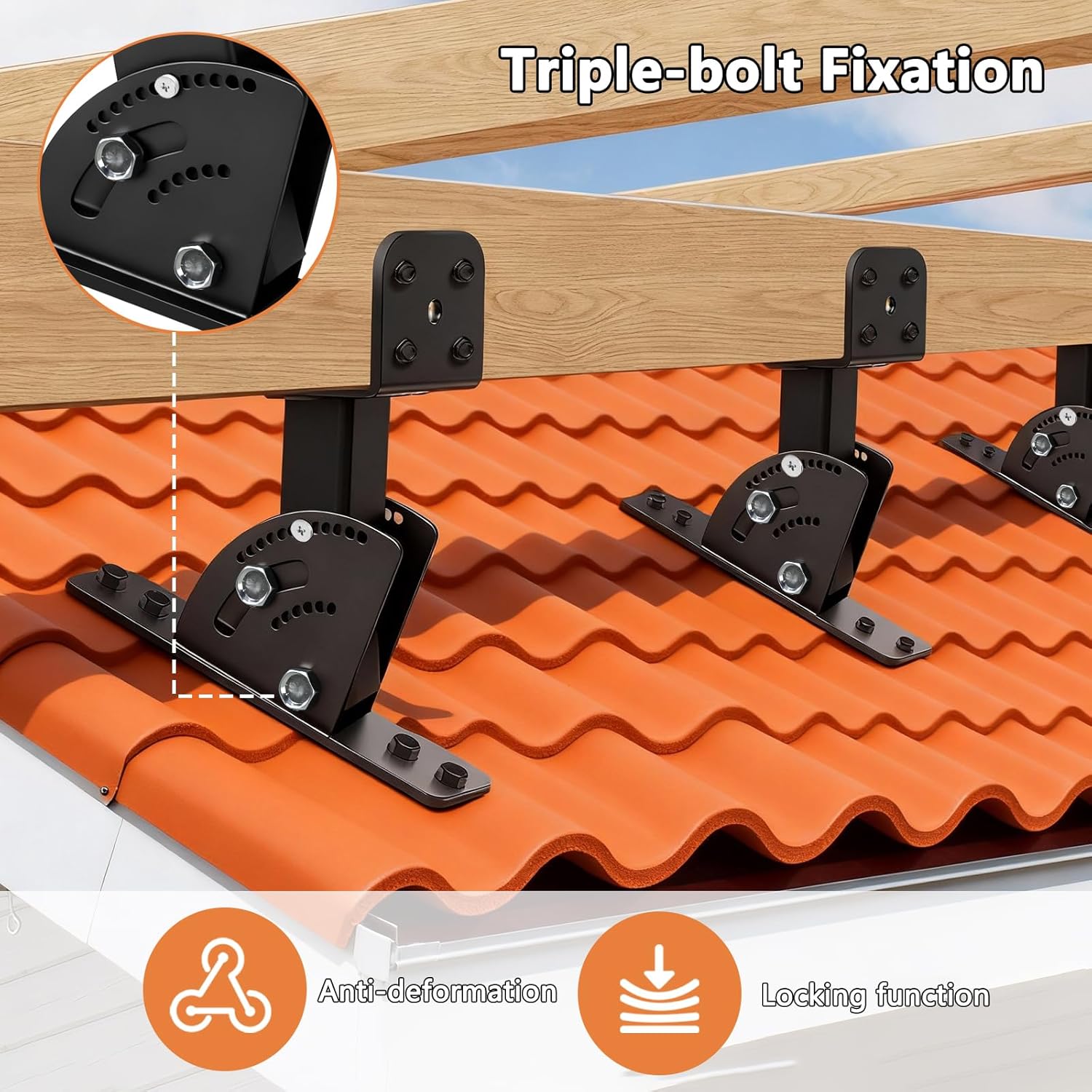 Roof Riser Brackets 3pcs,Pergola Roof Brackets Support for 4x4 & 4x6 Posts, Roof Lift Brackets for Patio, Awnings, Pergola, Gazebo