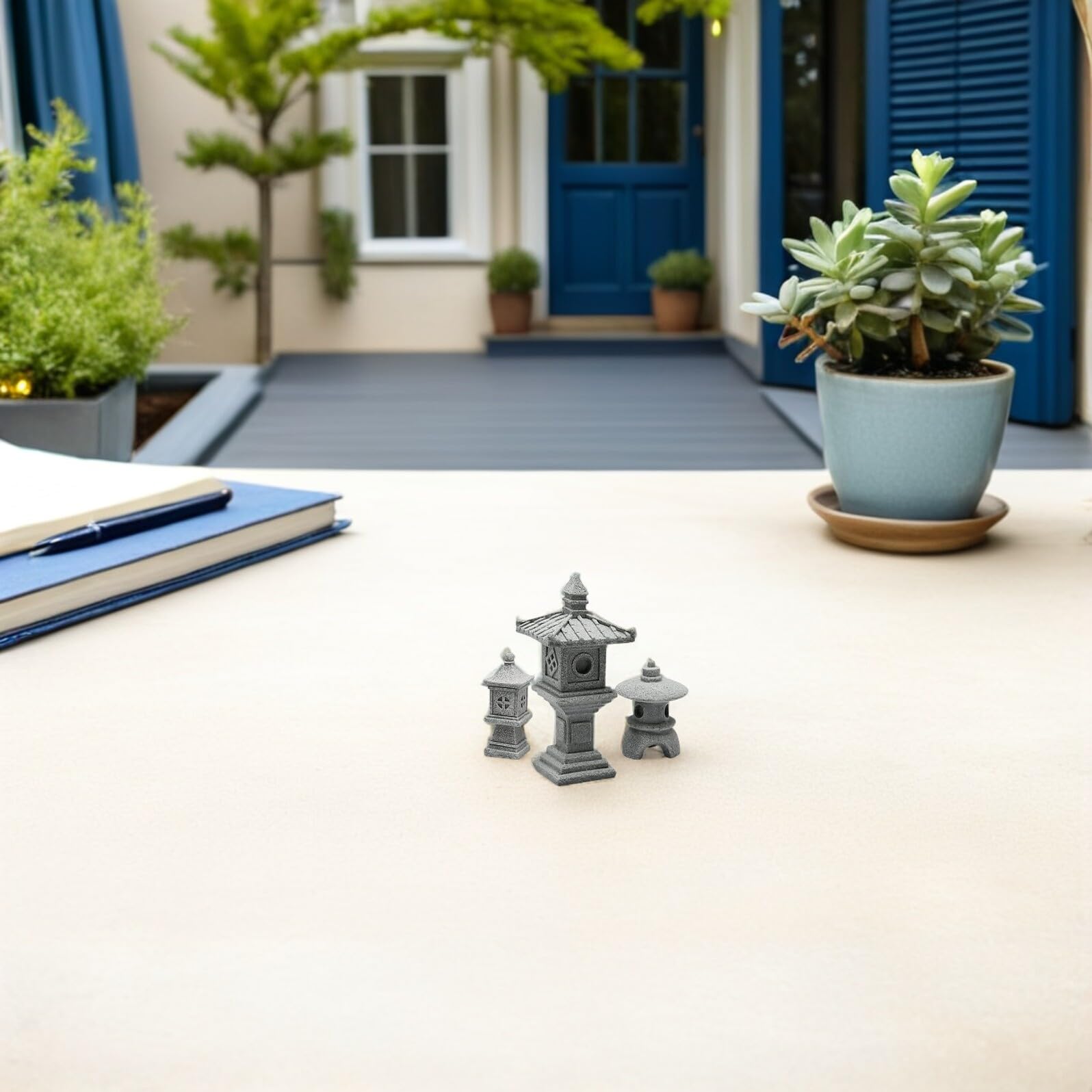 Decoración de Pagoda en Miniatura de Piedra, 1 Juego, Jardín Zen | Adorno Paisajístico Elegante, Detalles Delicados, Ligero y Creativo, para Casa y Jardín