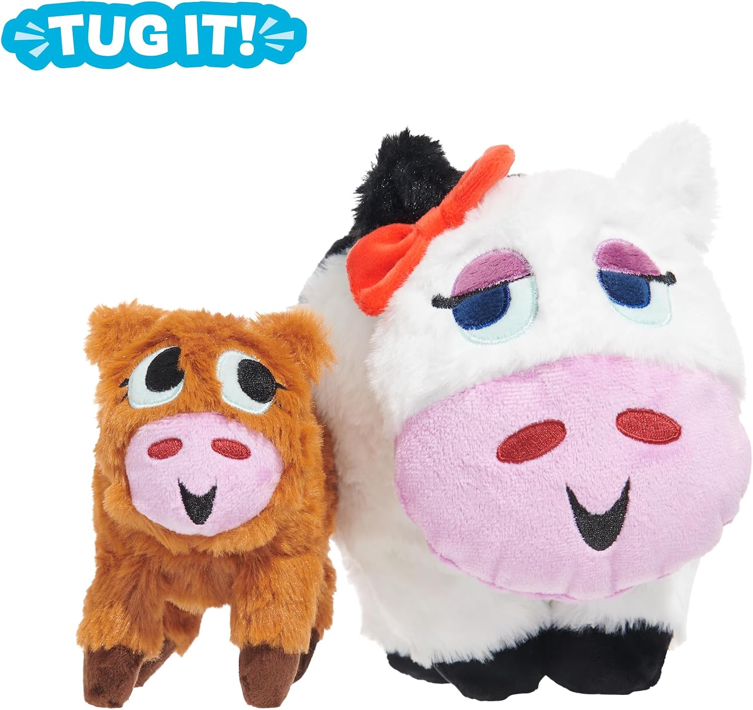 Barkbox Bertha the Cow Dog Toy | XL Plush Rip & Reveal Toy with 2 Squeakers, Bungee Calf, Treat Hiding & Crinkle | for Dogs