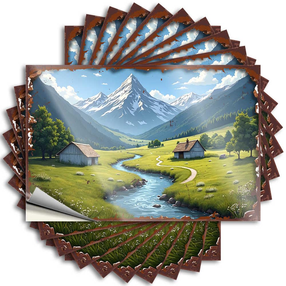 Mountain Serenity: A Rustic Cabin By The River Tumbler Reading - Door Decor Stickers Self Adhesive Sticker(6X9CM)