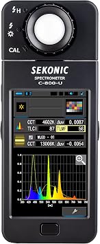 Sekonic C-800-U Spectrometer, Full-Spectrum Color Meter with SSI, TM-30, CRI & TLCI, 380n780nm CMOS Sensor, 4.3 Touchscreen, 1,600n40,000K Range for LED, HMI, Fluorescent & Flash