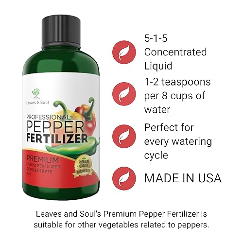 Miniatura 3 de LEAVES AND SOUL Fertilizante líquido profesional de pimienta  Concentrado 5-1-5, fertilizante líquido para plantas para jardín, productos