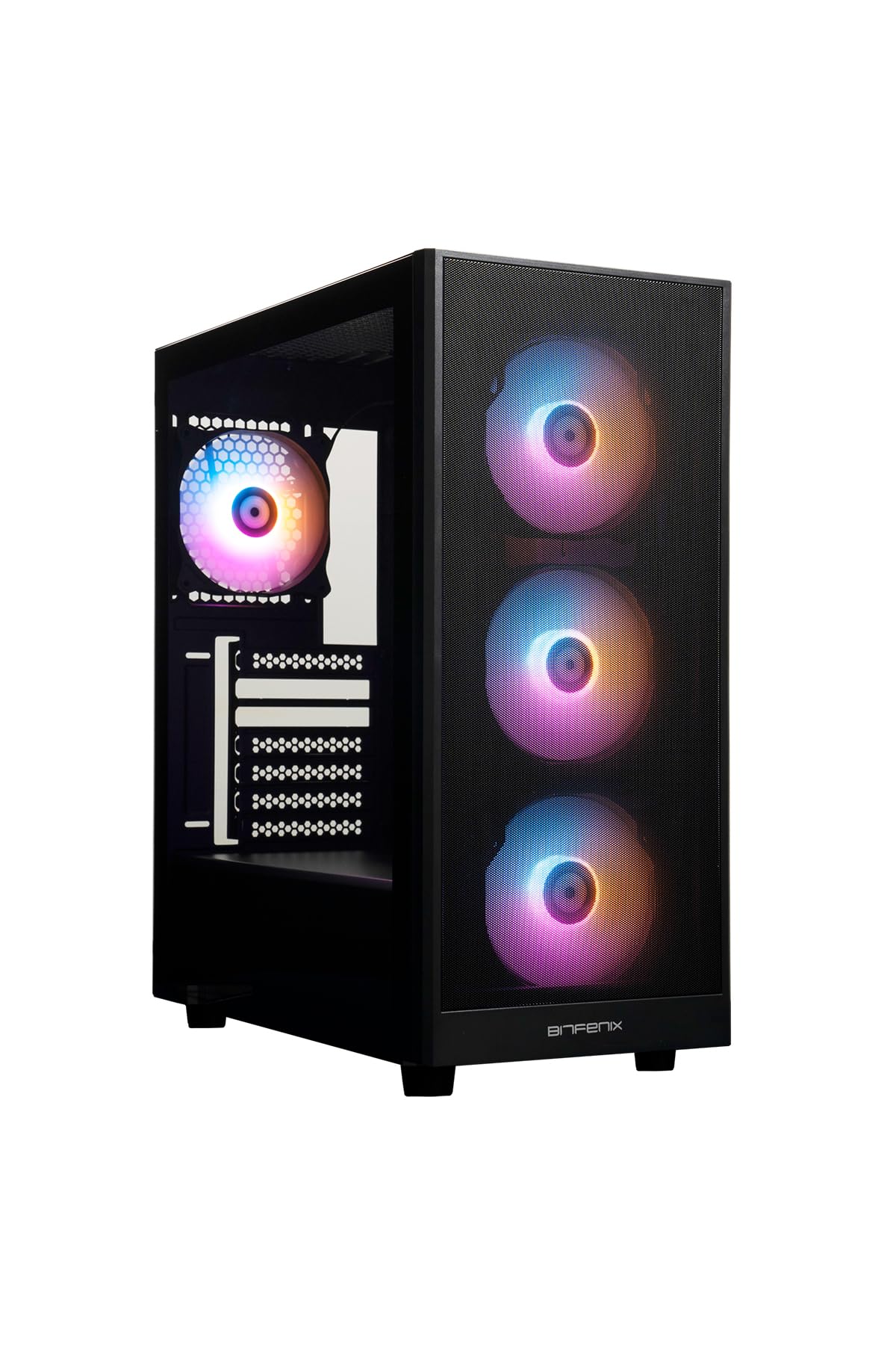 BitFenix Grafi Black - Carcasa para gaming (4 x 120 mm, cristal templado FRGB, USB 3.0, torre media ATX, BFC-GRM-KKGSK-4F)