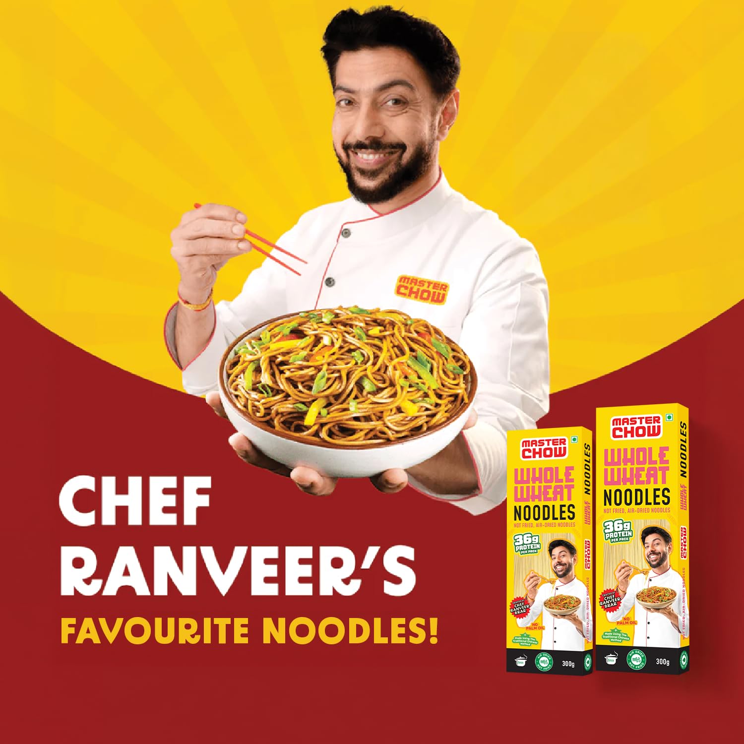 MasterChow Whole Wheat Noodles- Pack of 2 | Not Fried | Serves 10 Meals - 600gms 3