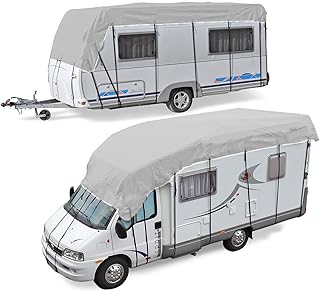 1pc Heavy Duty RV Roof Cover, Waterproof & UV Resistant for RVs, Class A/B/C Motorhomes, Popup & Truck Campers, Travel Trailers, Fits 21ft to 23ft RVs (OffWhite, 7.5m*3m)