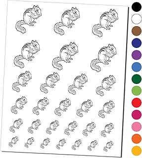 Nibbling Chipmunk Temporary Tattoo Water Resistant Fake Body Art Set Collection - Black (One Sheet)