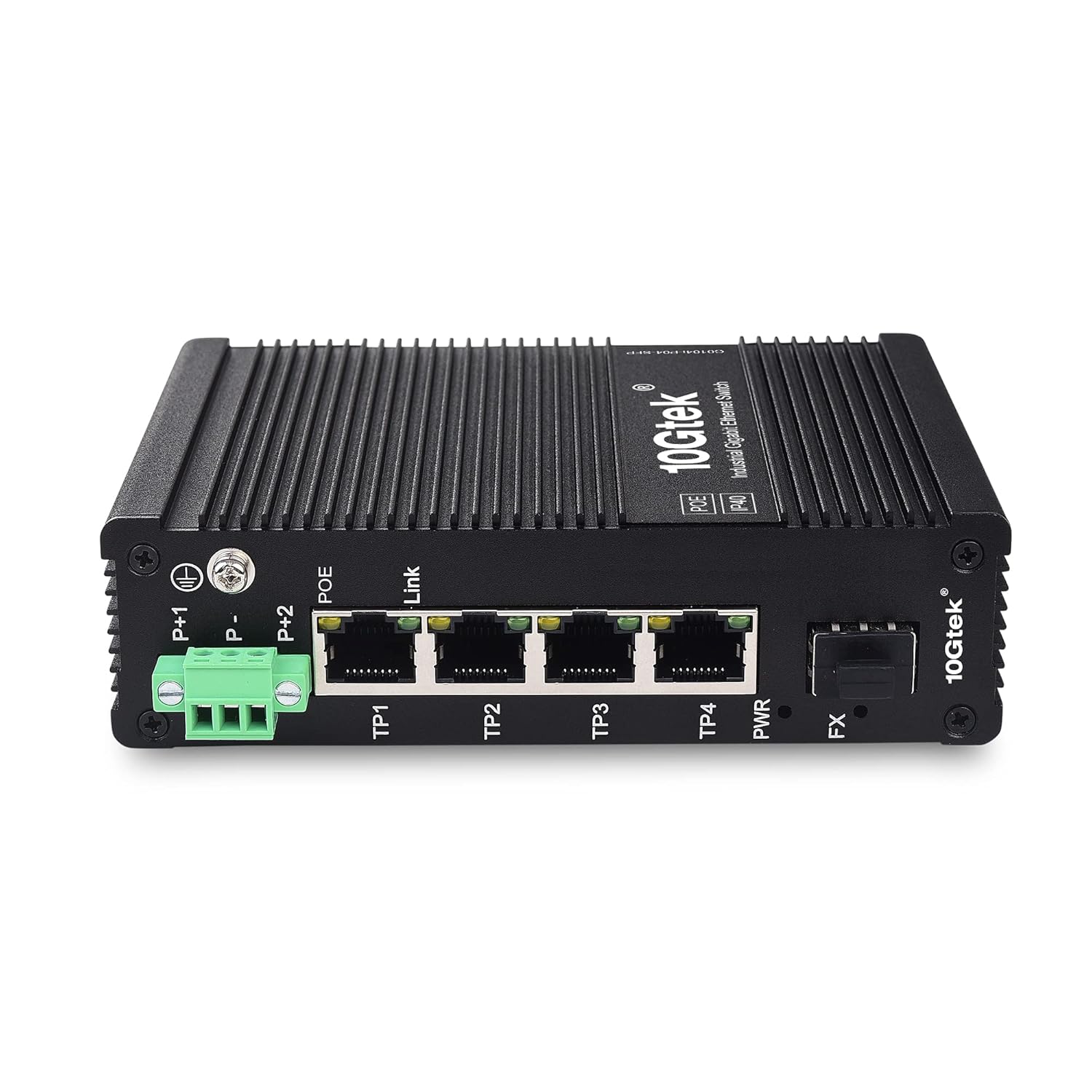 Industrial IP40, 5-Port Gigabit Ethernet Switch, POE 802.3af/at (w/20-km SFP transceiver), G0104i-P04, DIN-Rail Mount (Power Supply is not Included)