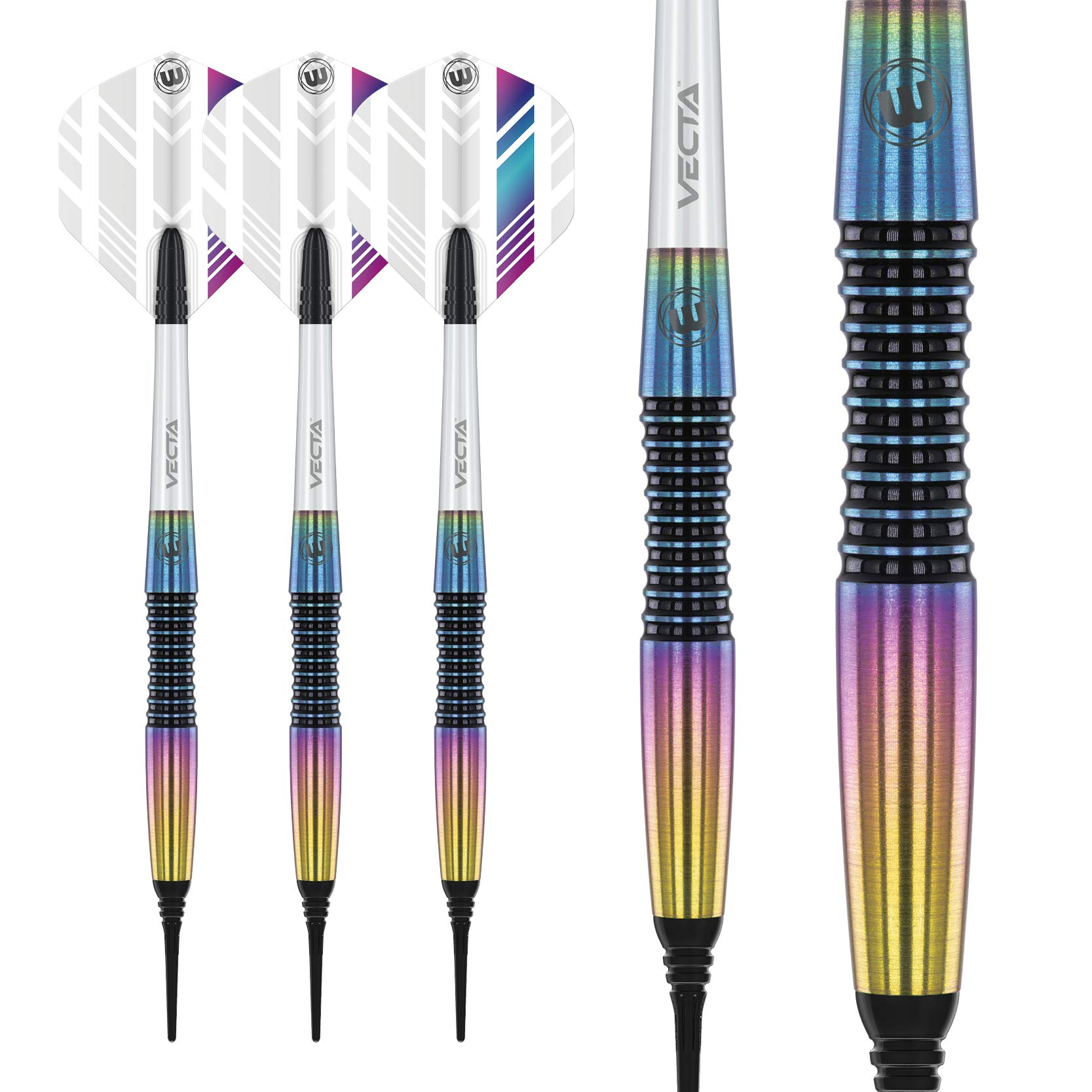 WINMAU Elektra 18 Gramo Dardos de tungsteno Softip con Prism vuelos y Vecta Ejes (Tallos de dardo)
