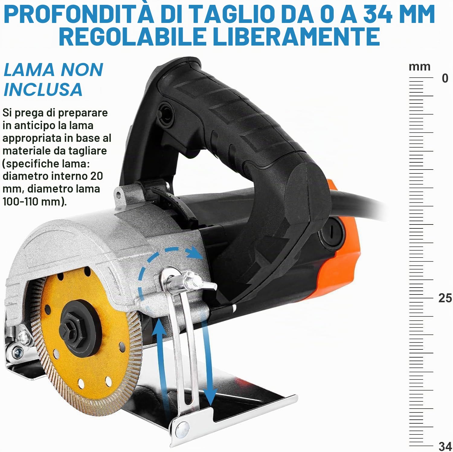 MXBAOHENG Tagliatrice di piastrelle elettrica senza lamelle 45 gradi tagliapiastrelle elettrico ad acqua con serbatoio d'acqua rimovibile, adatta per piastrelle in ceramica (adatta 100-110mm lamella)