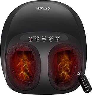 Foot Massager Machine with Heat, Shiatsu Deep Kneading Foot Massager Machine w/ Remote, Air Compression, Multi-Massage Modes, Auto-Off Timers, for Plantar Fasciitis and Tired Muscle, Home Office Use