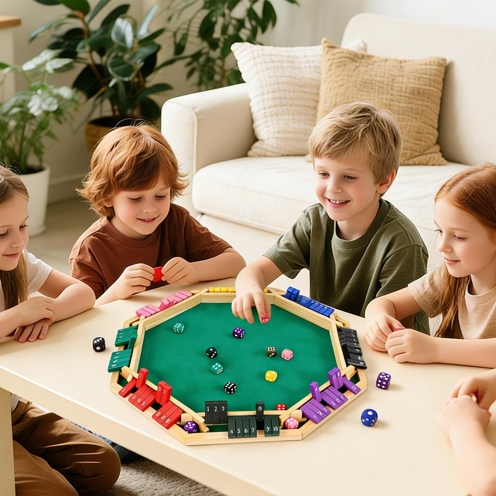 Zamknij pudełko, Gry w kubki dla dorosłych, Gry w kubki drewniane, Do 8 graczy, Klasyczna drewniana gra planszowa z klapkami liczbowymi, do przyjemnych wieczorów rodzinnych, impr