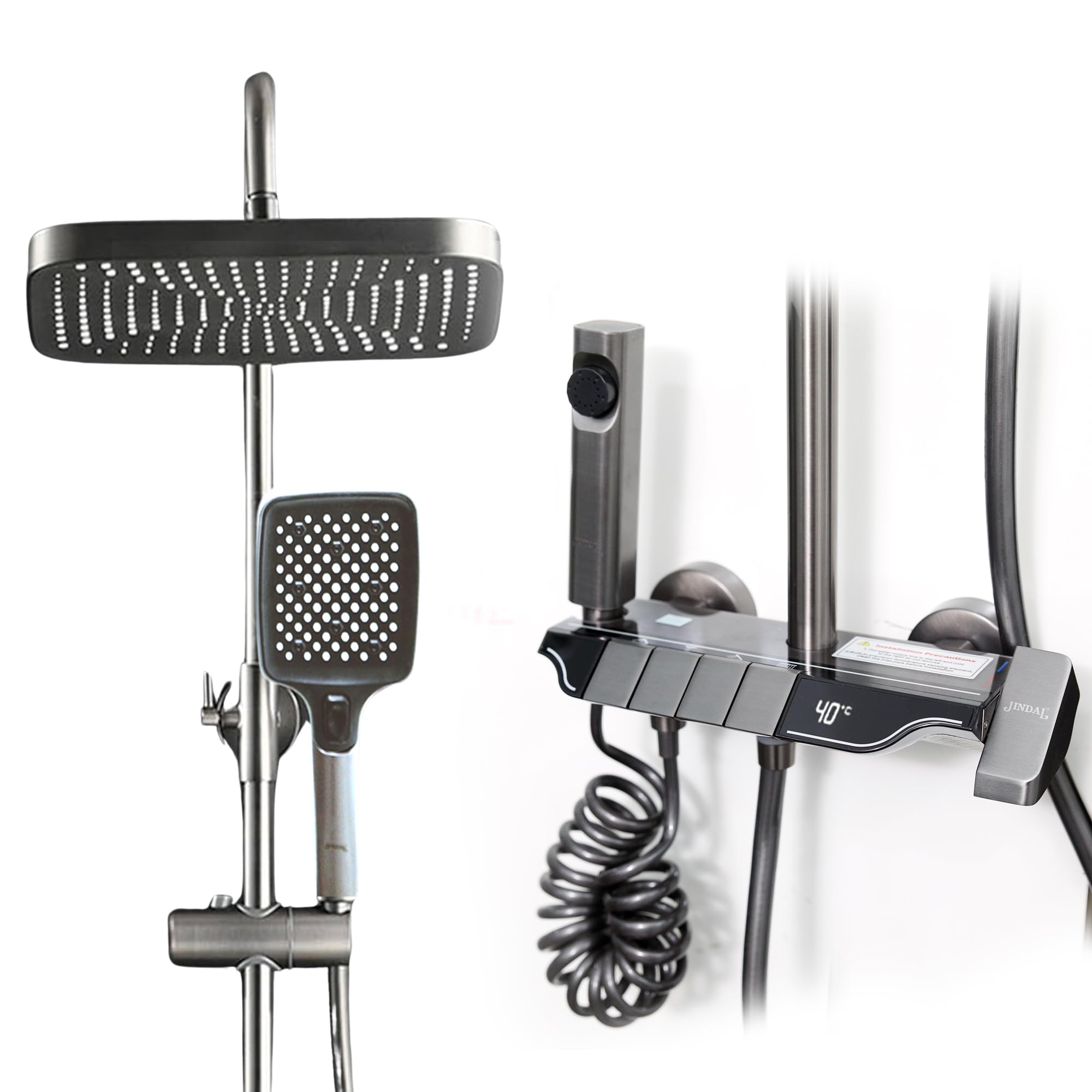 JINDAL Stainless Steel Digital Piano Shower System with LED/Shower Panel with Rainfall Showerhead/Hand Shower/Bidet Gun/Tub Spout/0256 (B0DF5KD787) Amazon Price History, Amazon Price Tracker