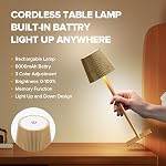 LUTEC 4 Pack Cordless Table Lamp,6000mAh Rechargeable Battery Operated Desk Lamp,Two Adjustable Heights,Waterproof, Touch Control & 3 Color Stepless Dimming for Restaurant/Bedroom/Bars/Outdoor (Gold)