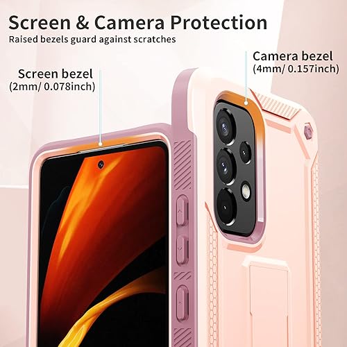 Miniatura 3 de URBANITE Funda protectora resistente a prueba de golpes para Samsung Galaxy A53, de grado militar, con protector de pantalla y soporte (rosa)
