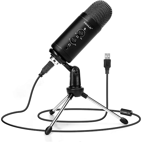 USB Condenser Microphone Podcast PC Microphone: Vocal Recording Streaming Mic Studio Professional Zero Latency Monitoring Kit for Singing Skype Gaming Voice YouTube with Tripod Stand