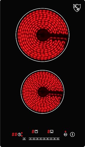 K&H 2 dos quemadores duales de 12 pulgadas incorporada estufa eléctrica superior radiante de cerámica para estufa con control deslizante de 240 V