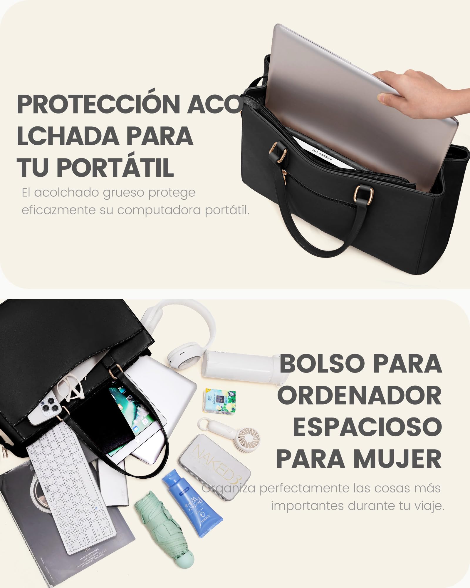LOVEVOOK Bolso Mujer Grande, Impermeable Bolso Universidad Bolsos Shopper Ordenador Portatil, PU Cuero Tote Bag para Profesora Trabajo University