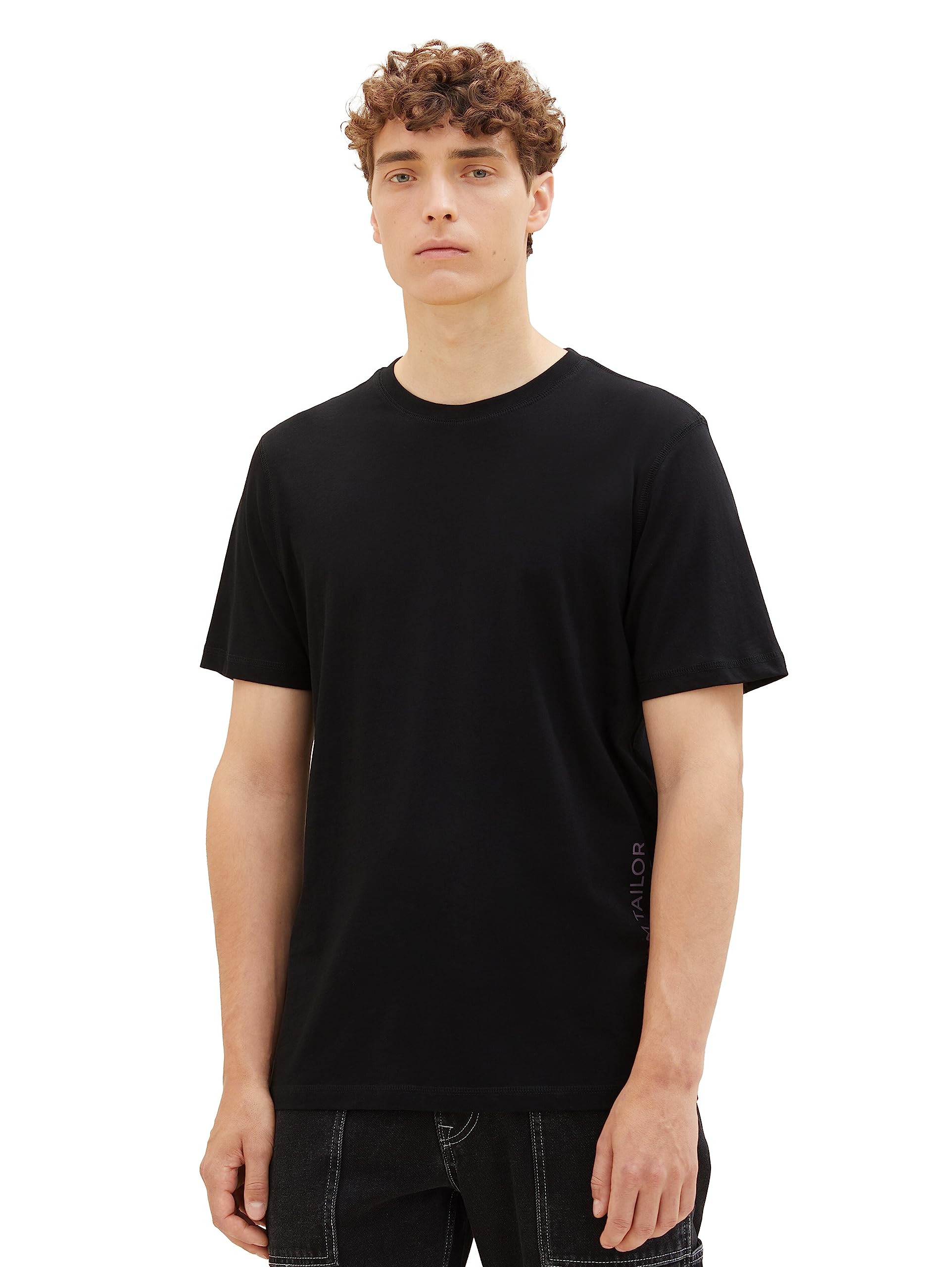 TOM TAILOR Denim Men's Basic T-Shirt with Logo Print, 29999-black, M