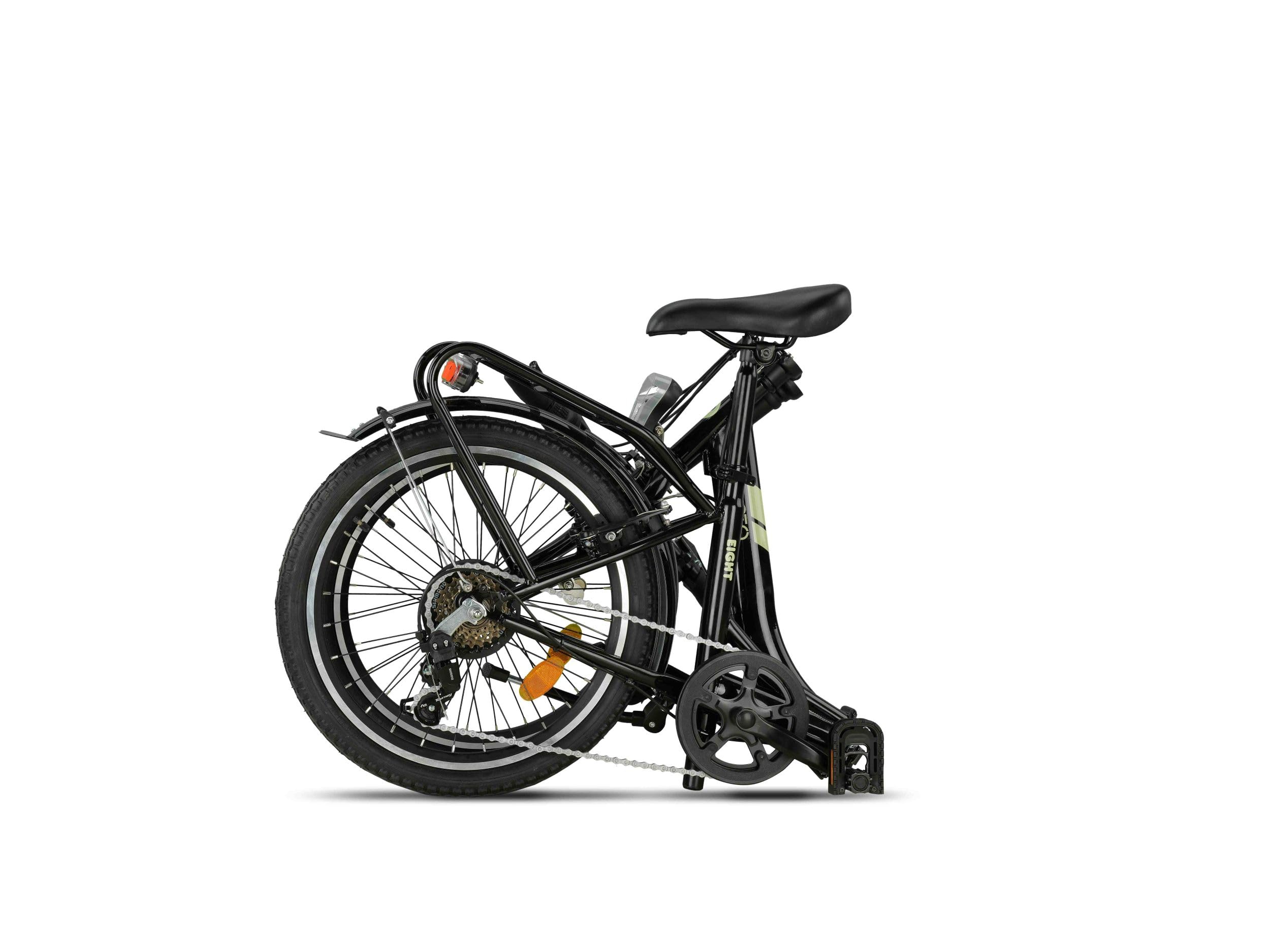 PACTO EIGHT Vélo Pliant - Vélo Pliant de Haute Qualité - 27 cm Cadre en Acier - 20 Pouces Roues en Aluminium - 6 Engrenages Shimano - V -Freni - Facile à plier - Vert
