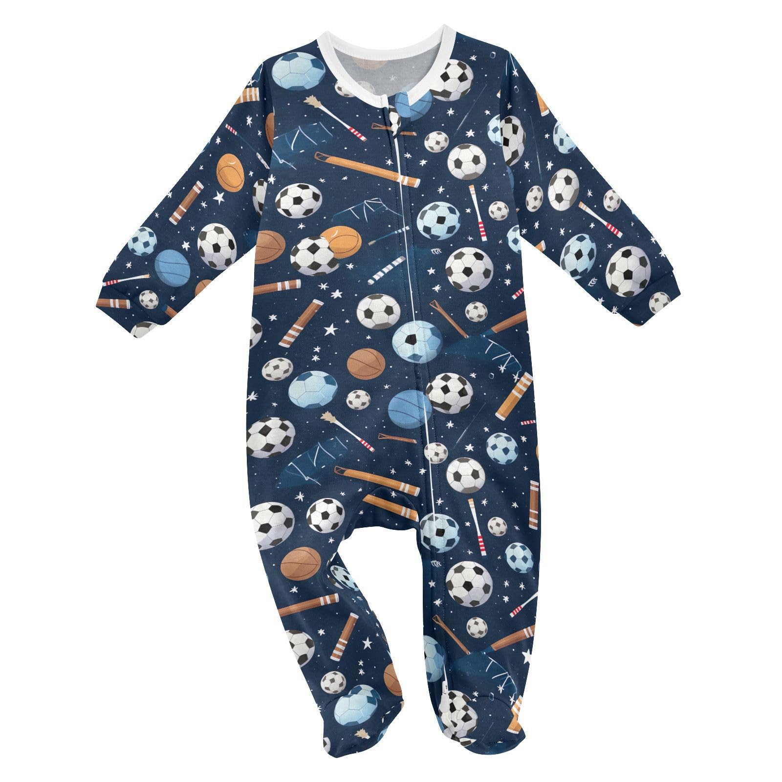 J JOYSAY Basketball Baseball Baby One-Piece Footies Cotton Baby Girl Pajamas Rompers Pajamas Pjs for Baby 3M