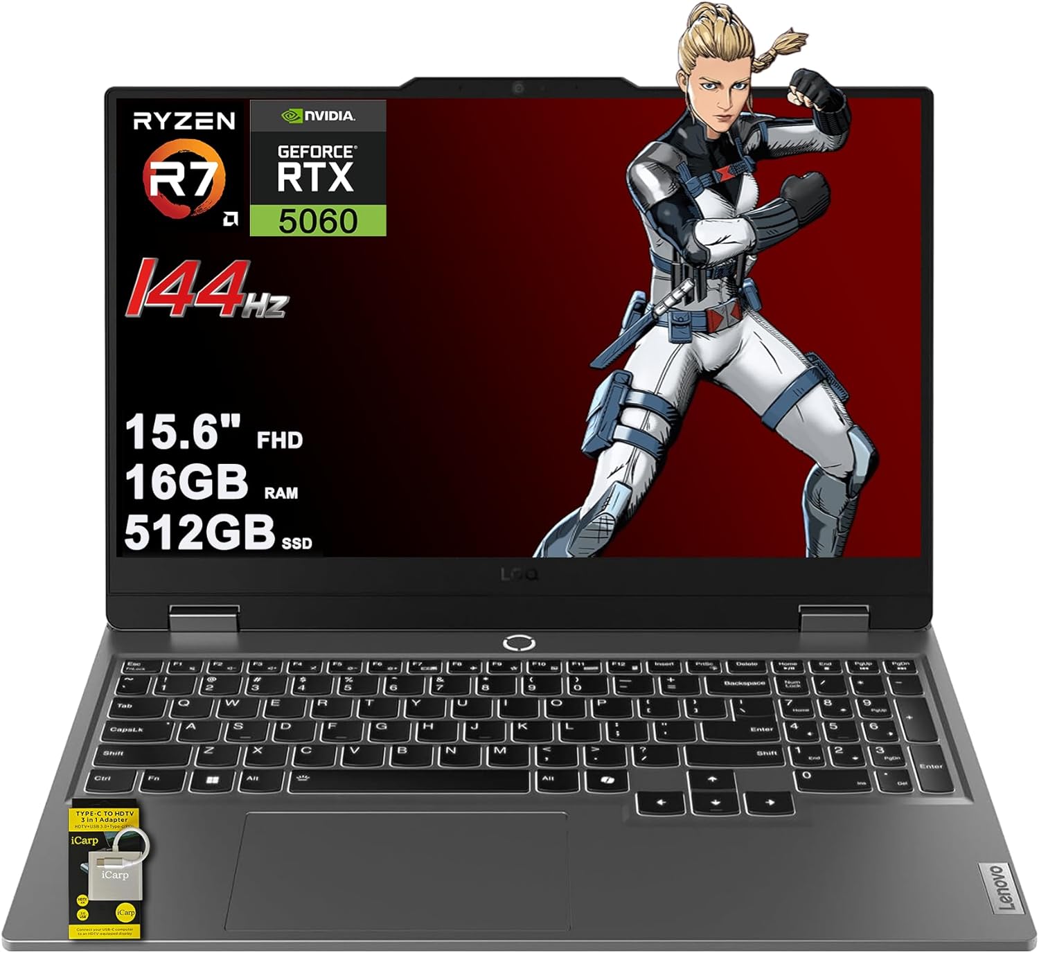 Lenovo LOQ Gaming AI Laptop 15.6″ FHD IPS 144Hz (100% sRGB G-SYNC) AMD Octa-core…