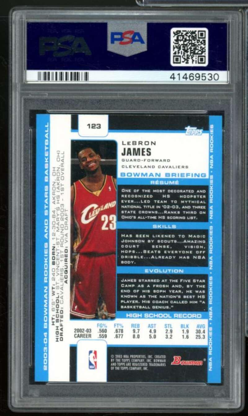 Amazon.com: LeBron James Rookie Card 2003-04 Bowman #123 PSA 9 