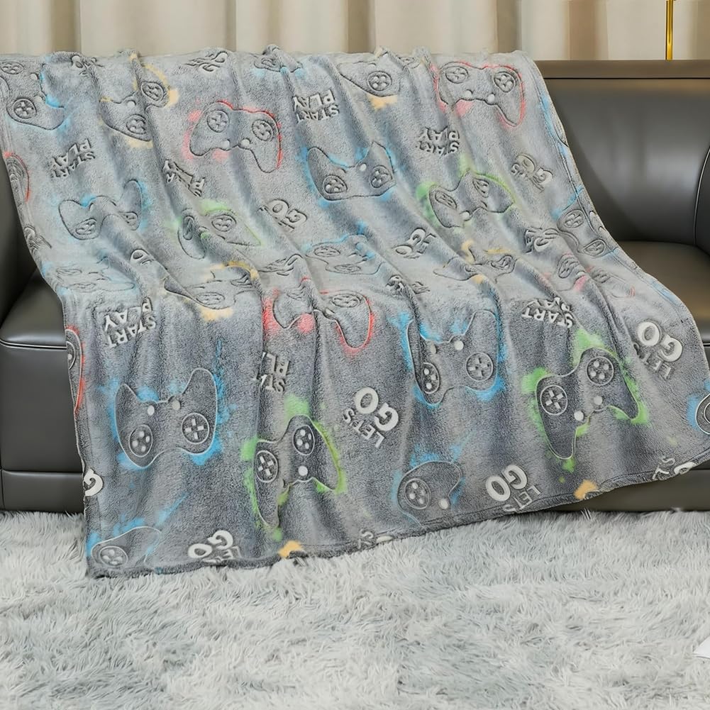 PLNVNVP Game Blanket,Boys Gifts Noctilucent Blanket,Birthday Gift Idea Presents for Kids on the Valentines Game Print Blanket,Quilt Spread Perfect for Home, Bedroom,Sleepovers & Camping(100×150cm)
