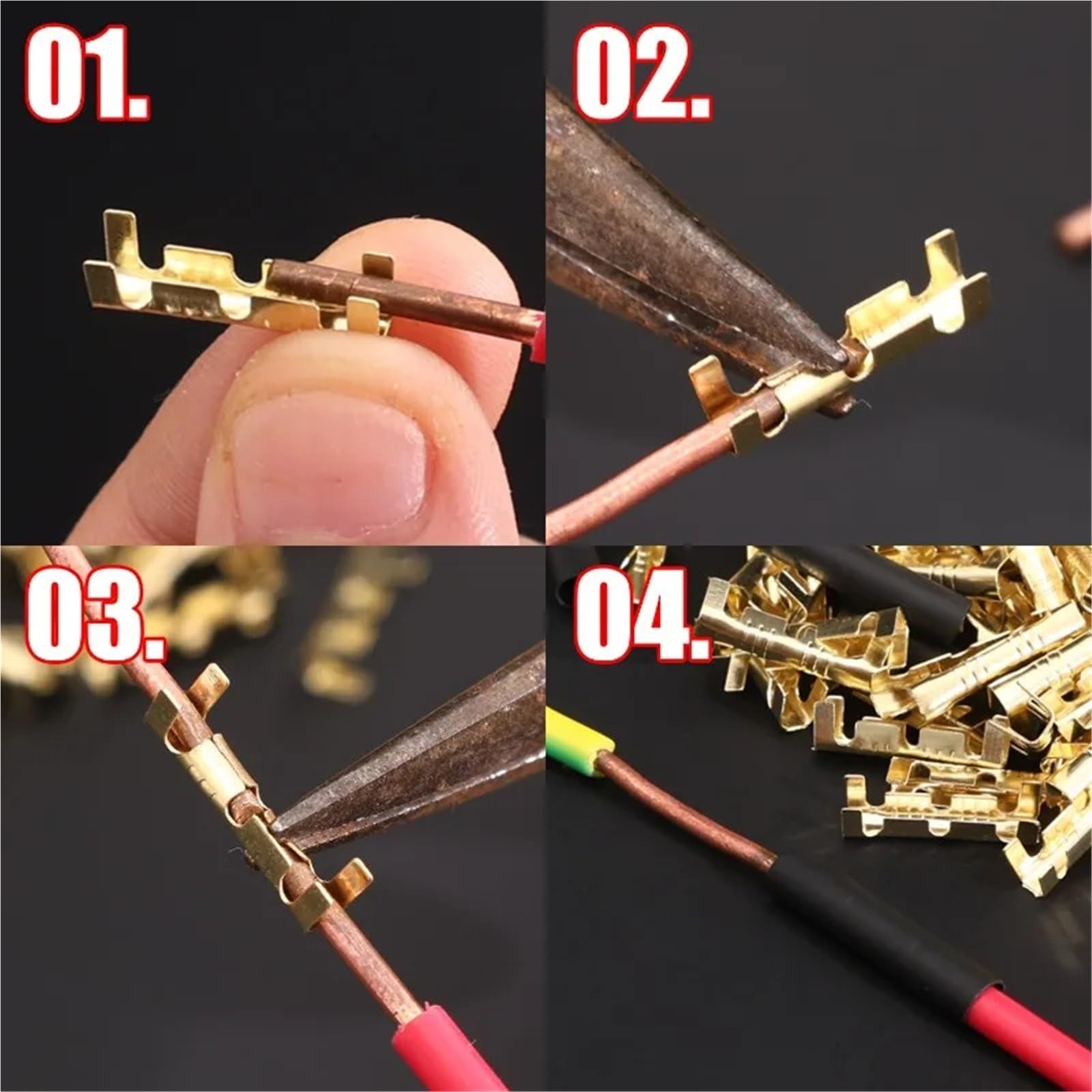 Cosse A Sertir Connecteur De Fil Réparation Électrique, Anneau Connexion Rapide En Cuivre Non Isolé Forme U, Terminal À Sertir(1040pcs (5bag))