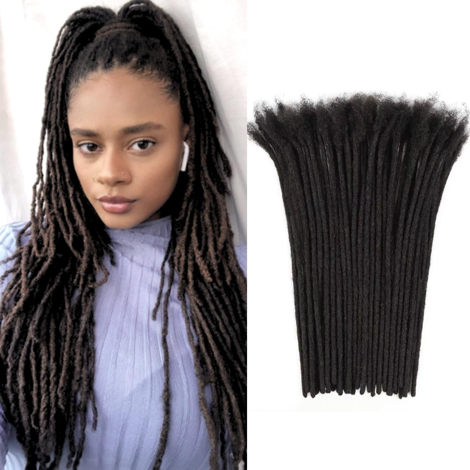 14Inch 30 Strands 0.4cm Thickness Loc Extension Human Hair 100% Full Handmade Permanent Dreadlock Extensions Real Human Hair For Woman Man Kids Can Be