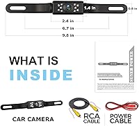 Vista 7 de Cámara de respaldo para automóvil, visión nocturna HD, cámara de visión trasera, con 9 luces LED, fuente y cámara trasera, ángulo de visión amplio