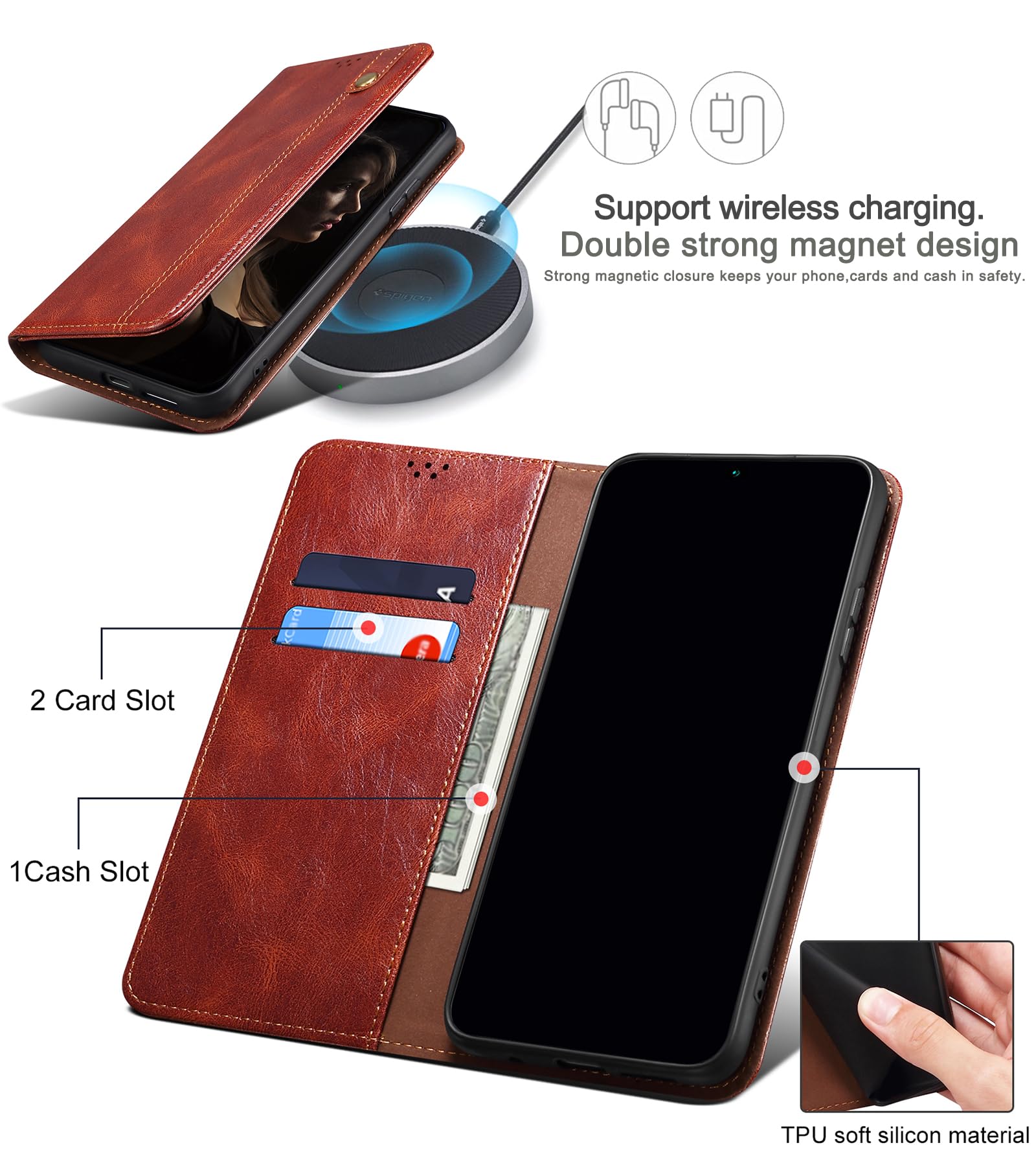 xinyunew Cover for Oppo A31 2020/A8 2019 - Flip Case in PU Leather