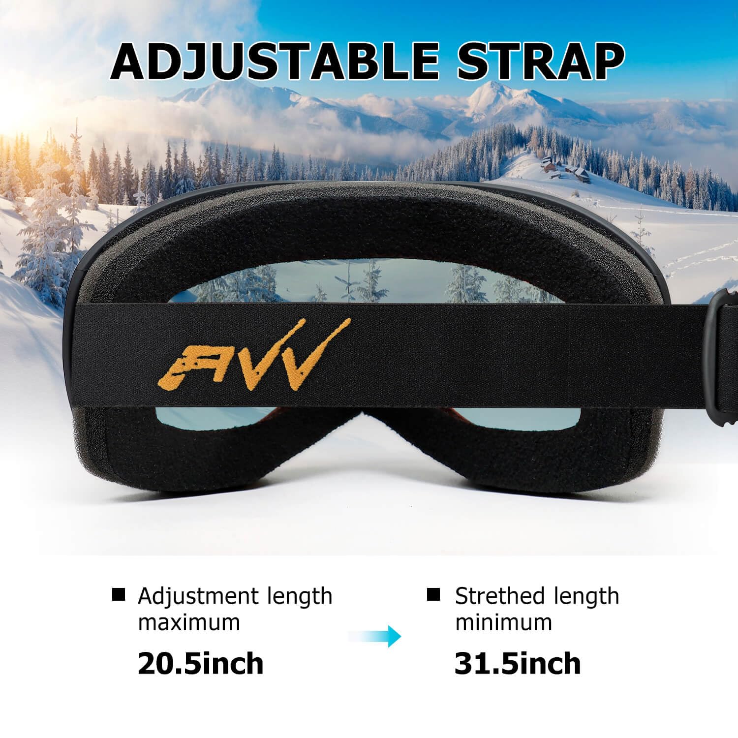 AVV OTG Occhiali da sci per uomo e donna con lenti anti-appannamento a doppio strato, UV400 Snow Goggle per snowboard motoslitta, pattinaggio