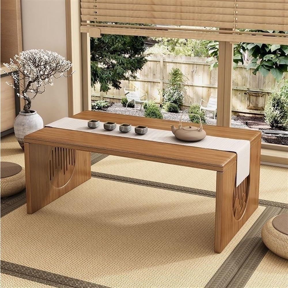 Table basse d'ordinateur en bambou pour travailler au salon